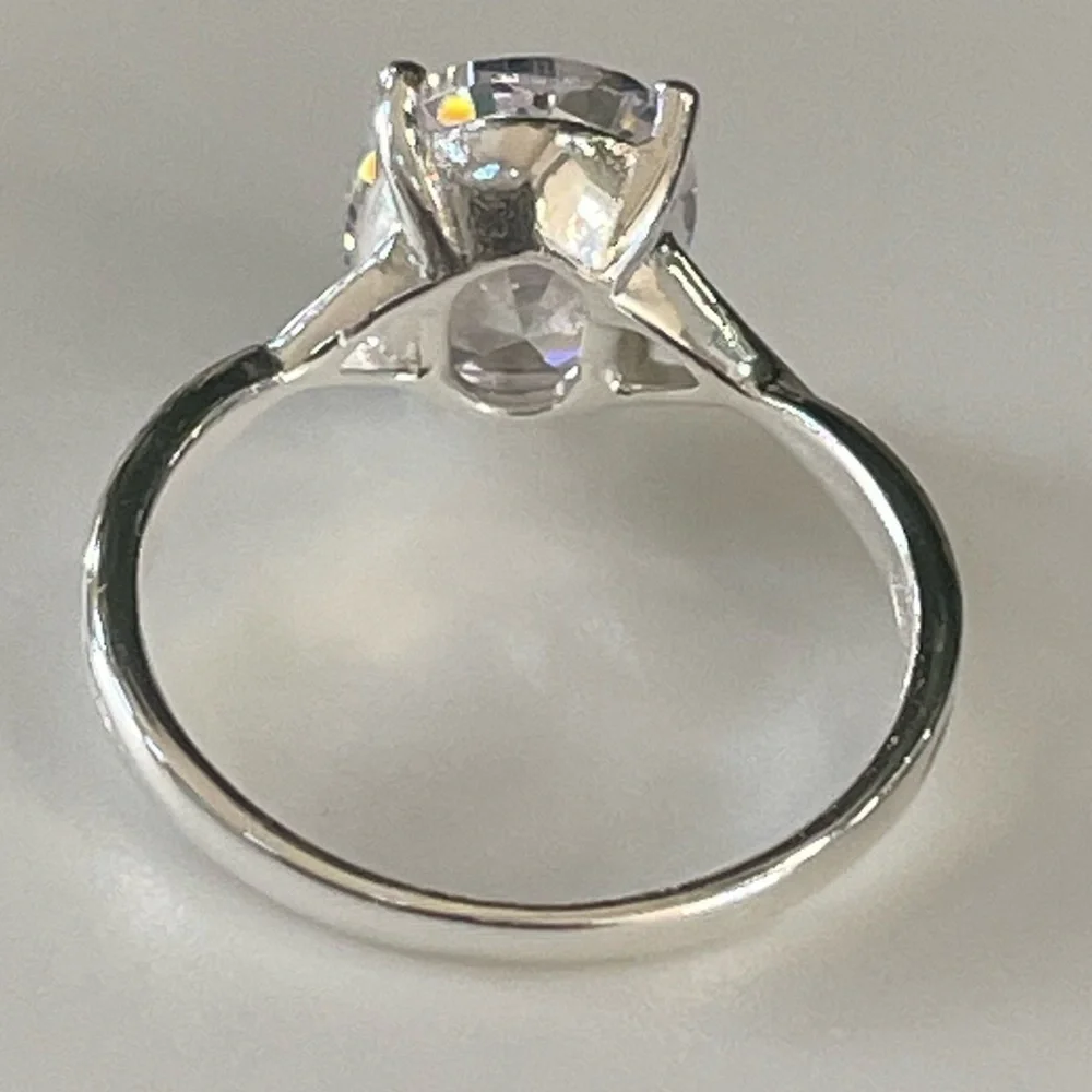 Sterling Silver Solitaire Oval Diamond Ring